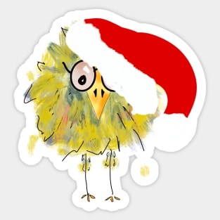 Funny Bird in Santa Hat! Sticker